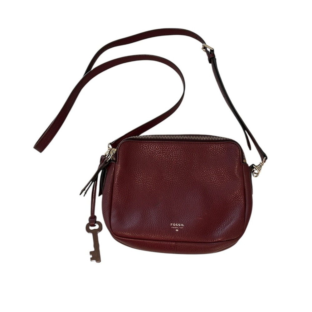 Fossil Piper Leather Burgundy Crossbody Camera Bag